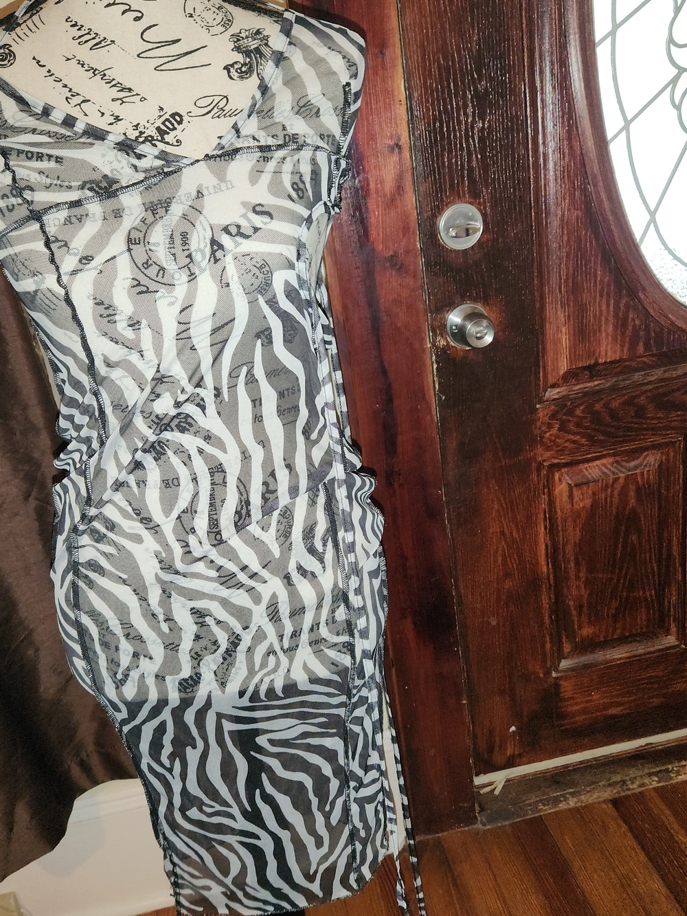 Pretty Little Thing Sheer Zebra Print Slip Dress Size 2